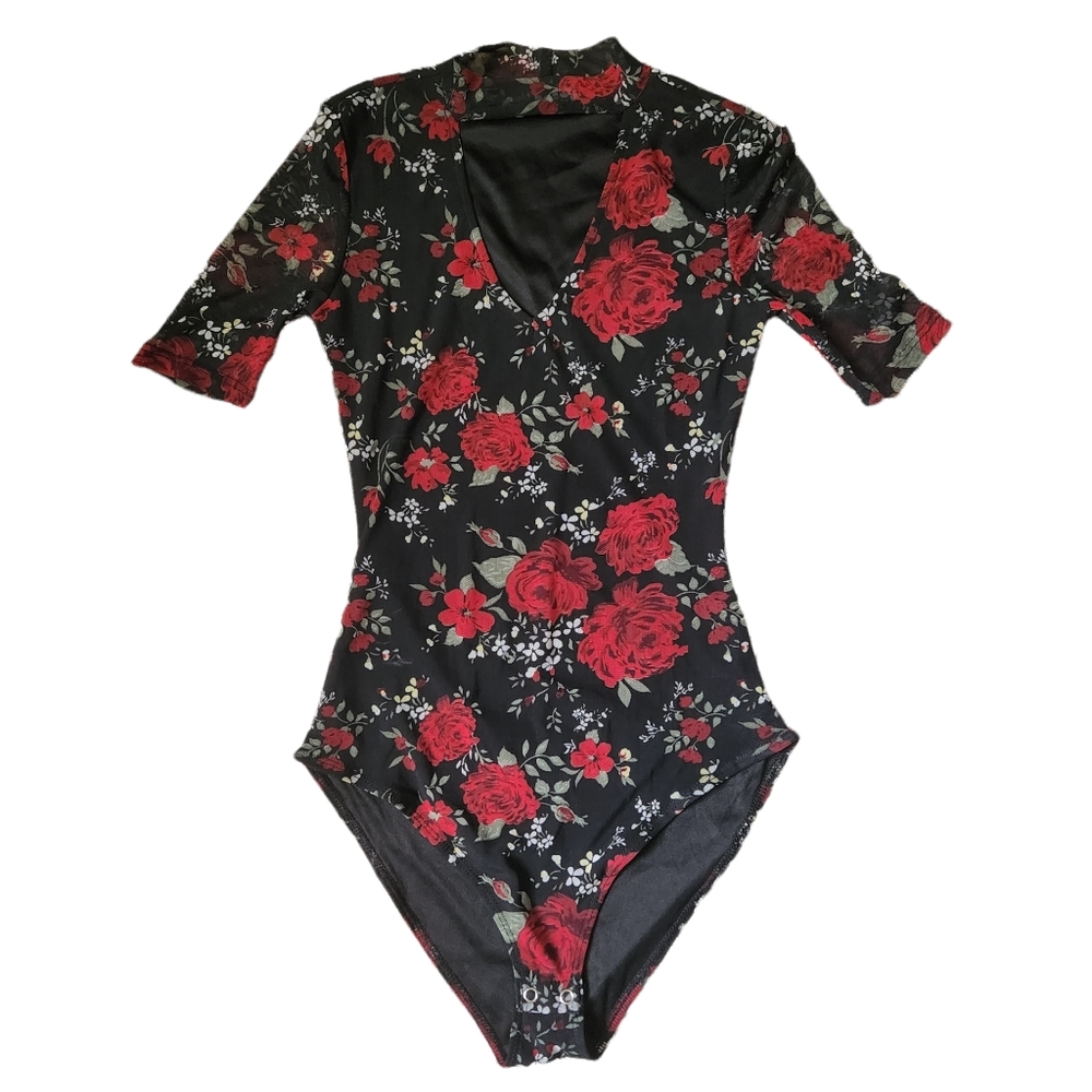 Almost Famous Floral Mesh Bodysuit